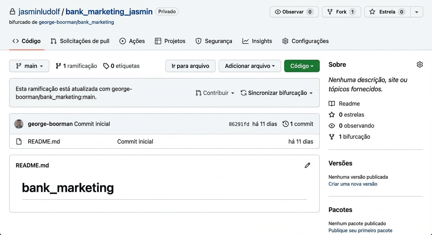 Visão do repositório forkeado