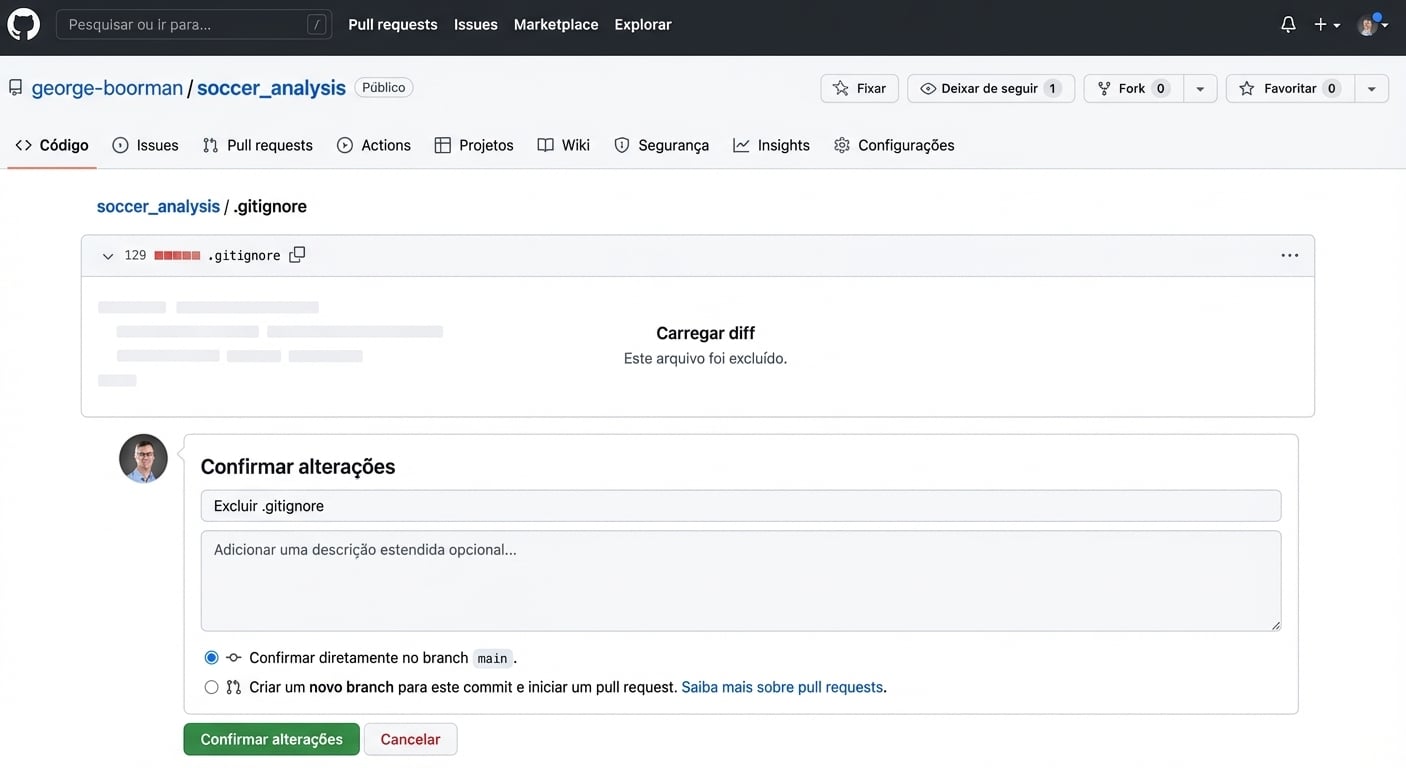Fazendo commit para excluir dot-gitignore