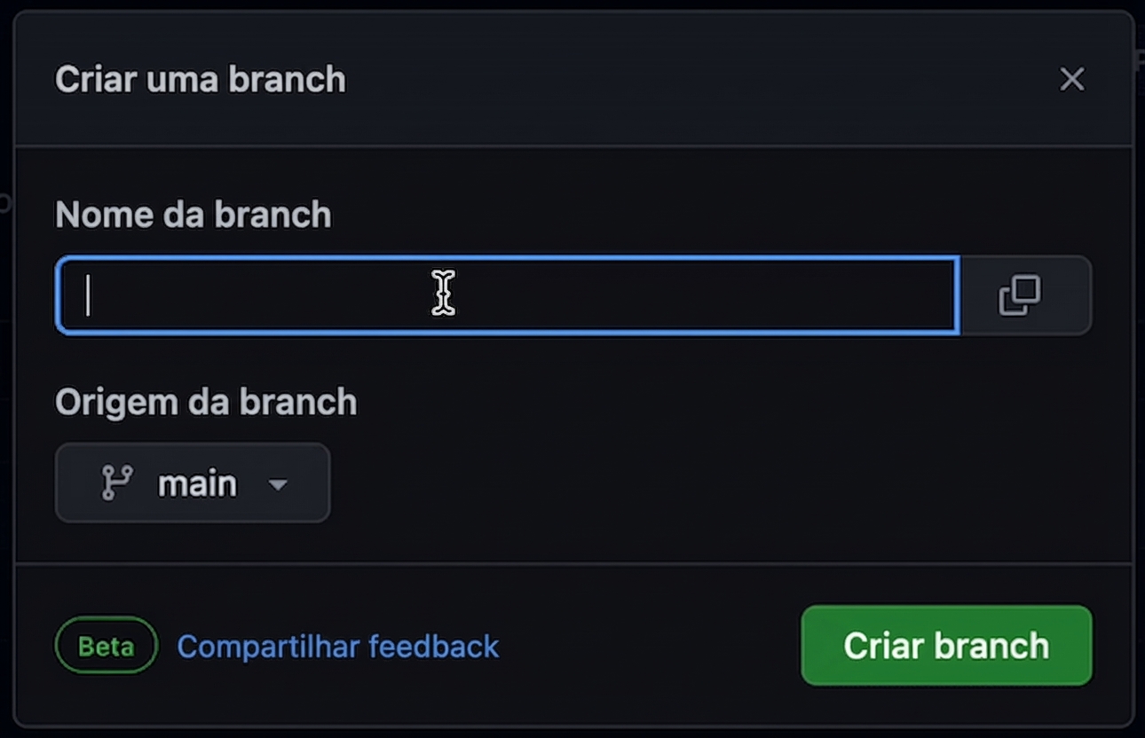 adicionando o nome da branch la liga e criando uma branch