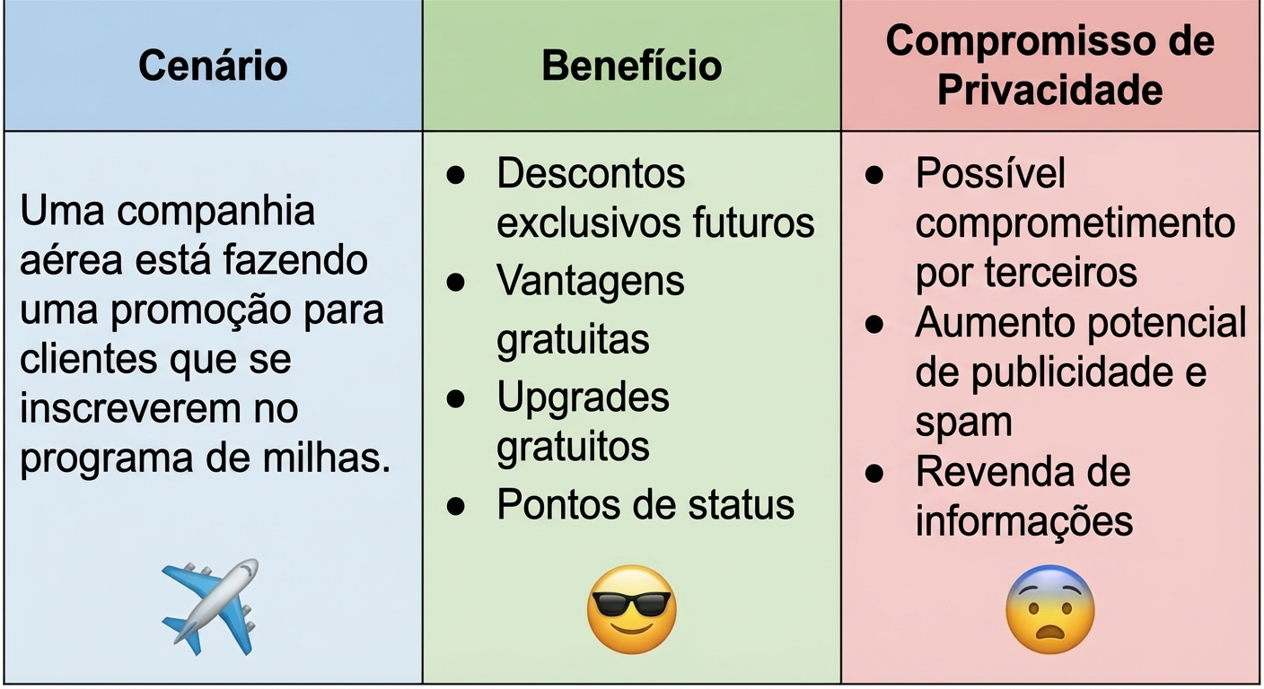 Gráfico de trade-off de programa de fidelidade