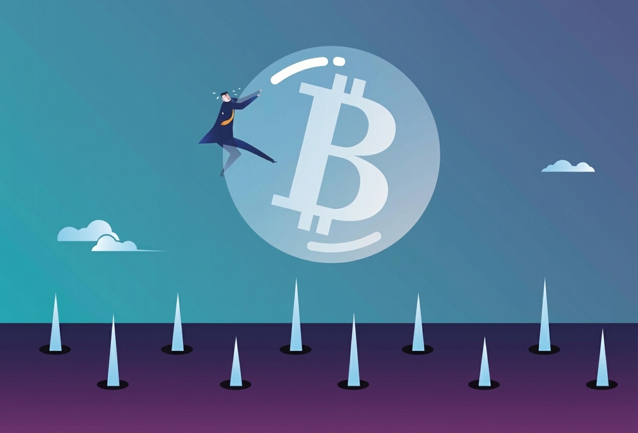 Balão cripto de blockchain prestes a cair em tachinhas
