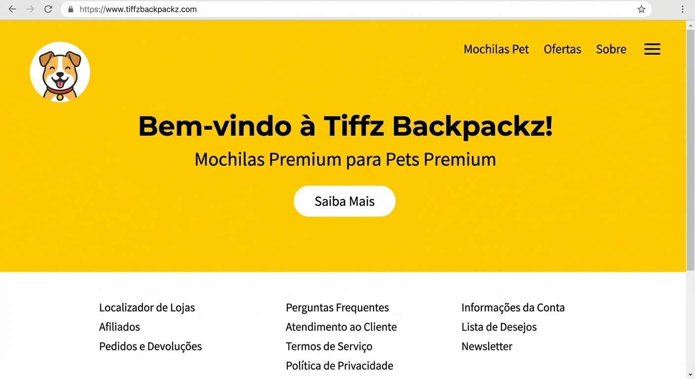 Página inicial da Tiffz Backpackz