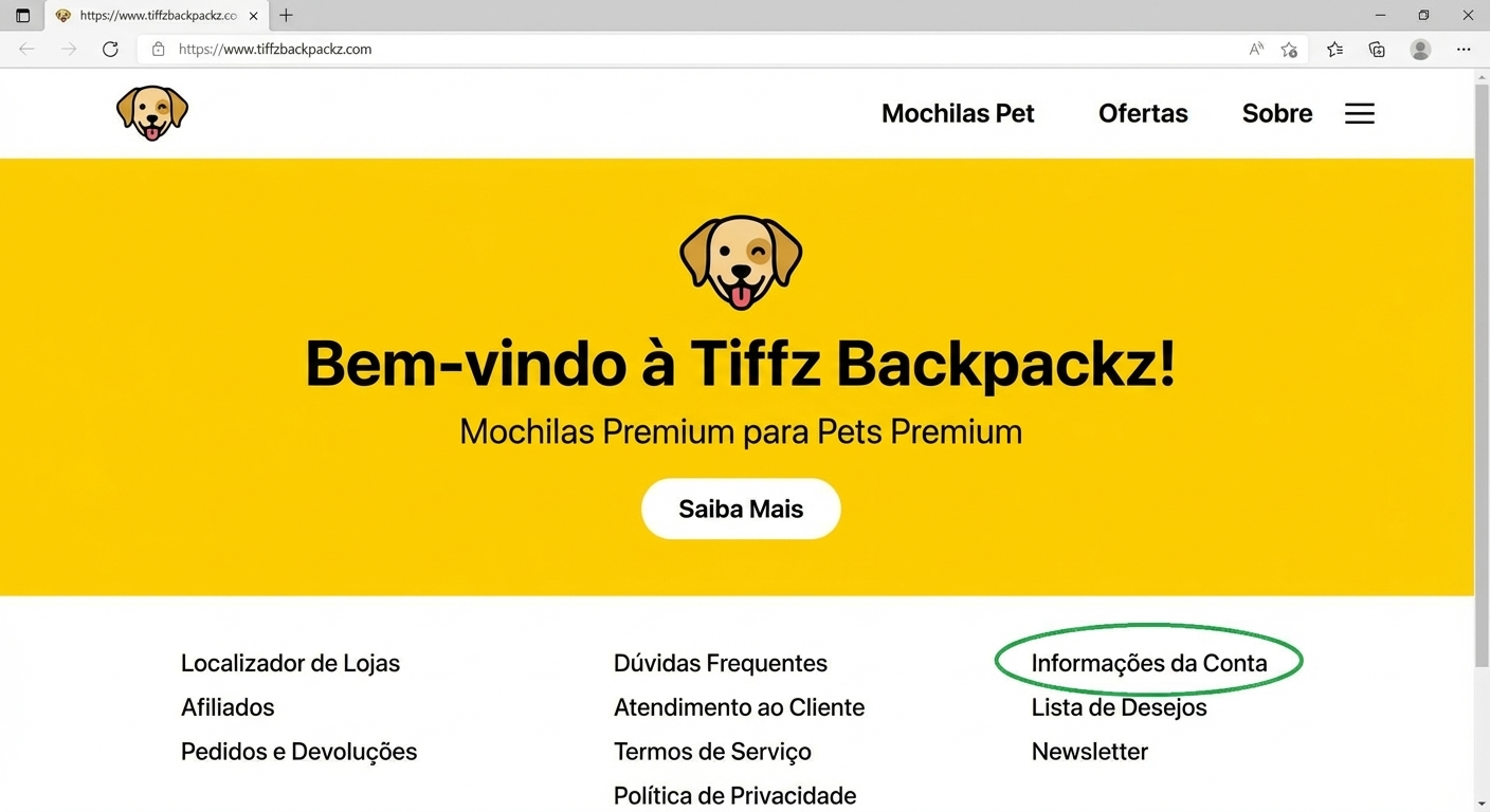 Informações da conta da Tiffz Backpackz na página inicial