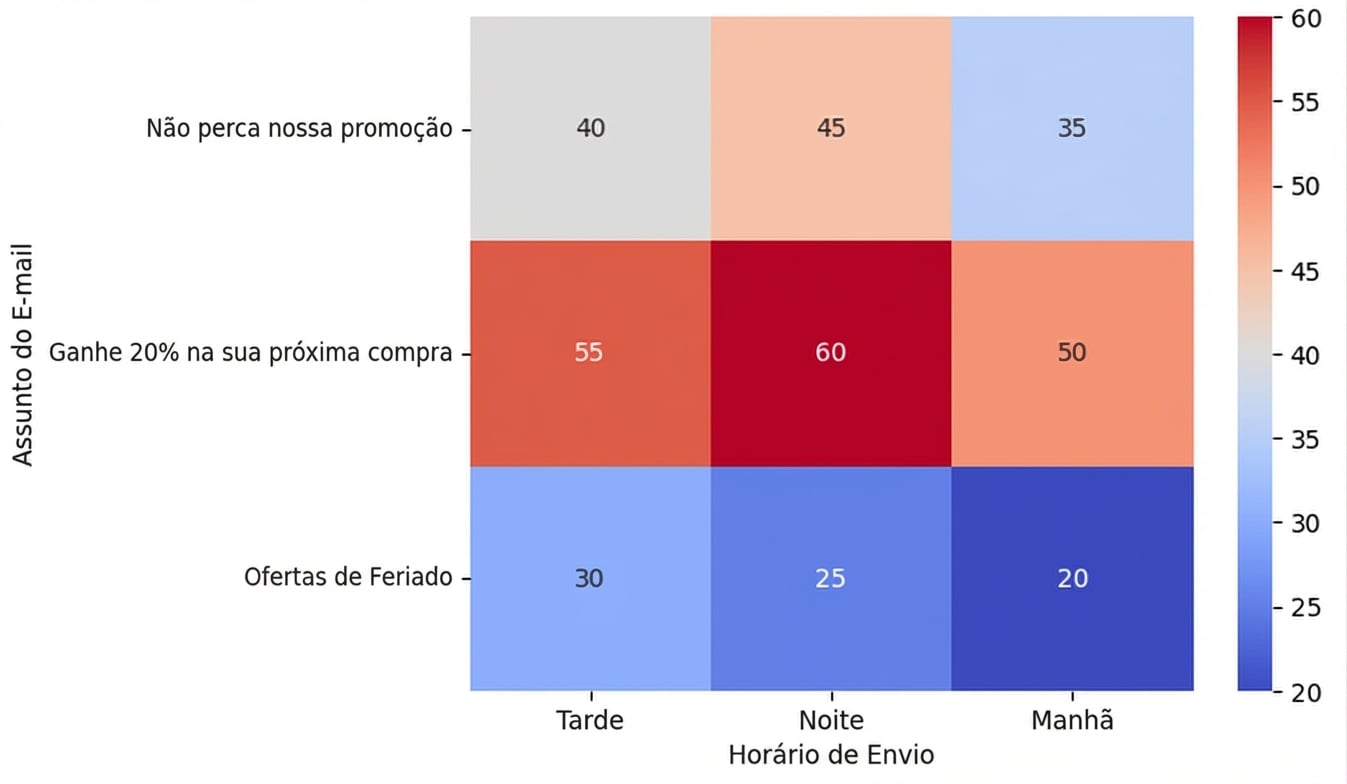Mapa de calor comparando taxas de abertura