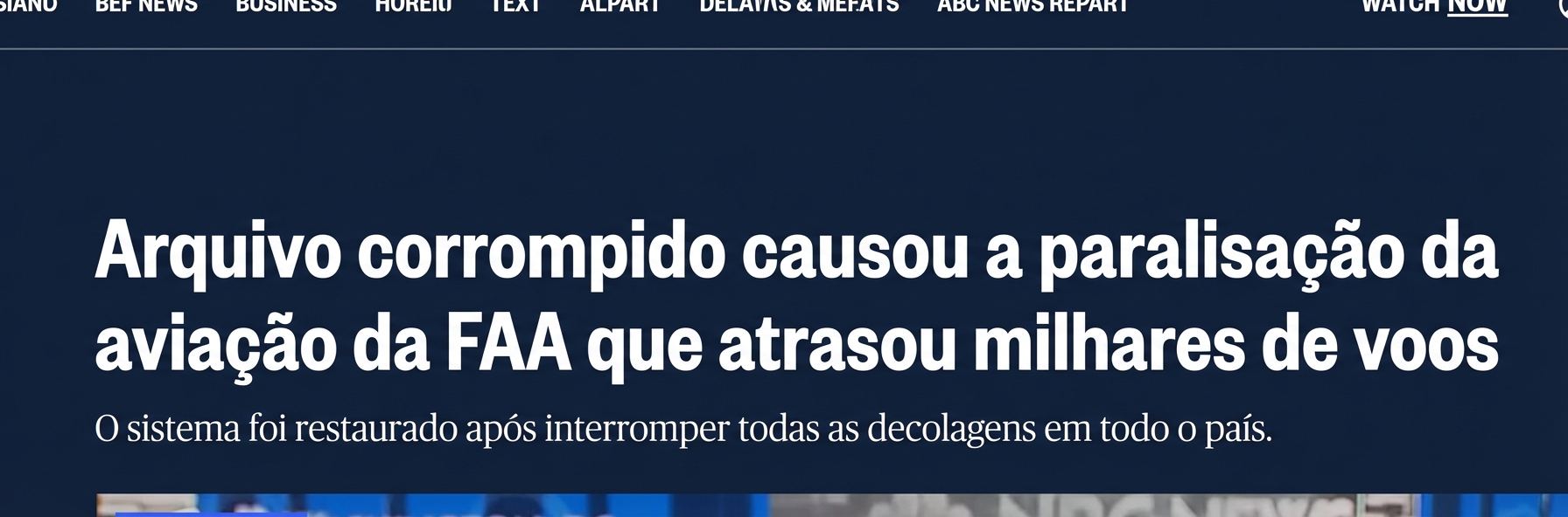 Captura de tela da reportagem da NBC News sobre o cancelamento de voos nos EUA
