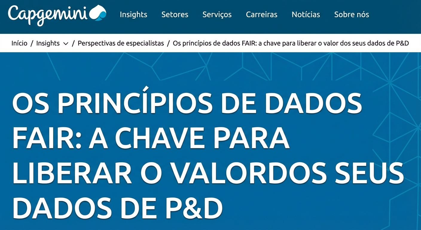 Captura de tela dos esforços da Capgemini em relação aos princípios de dados FAIR.