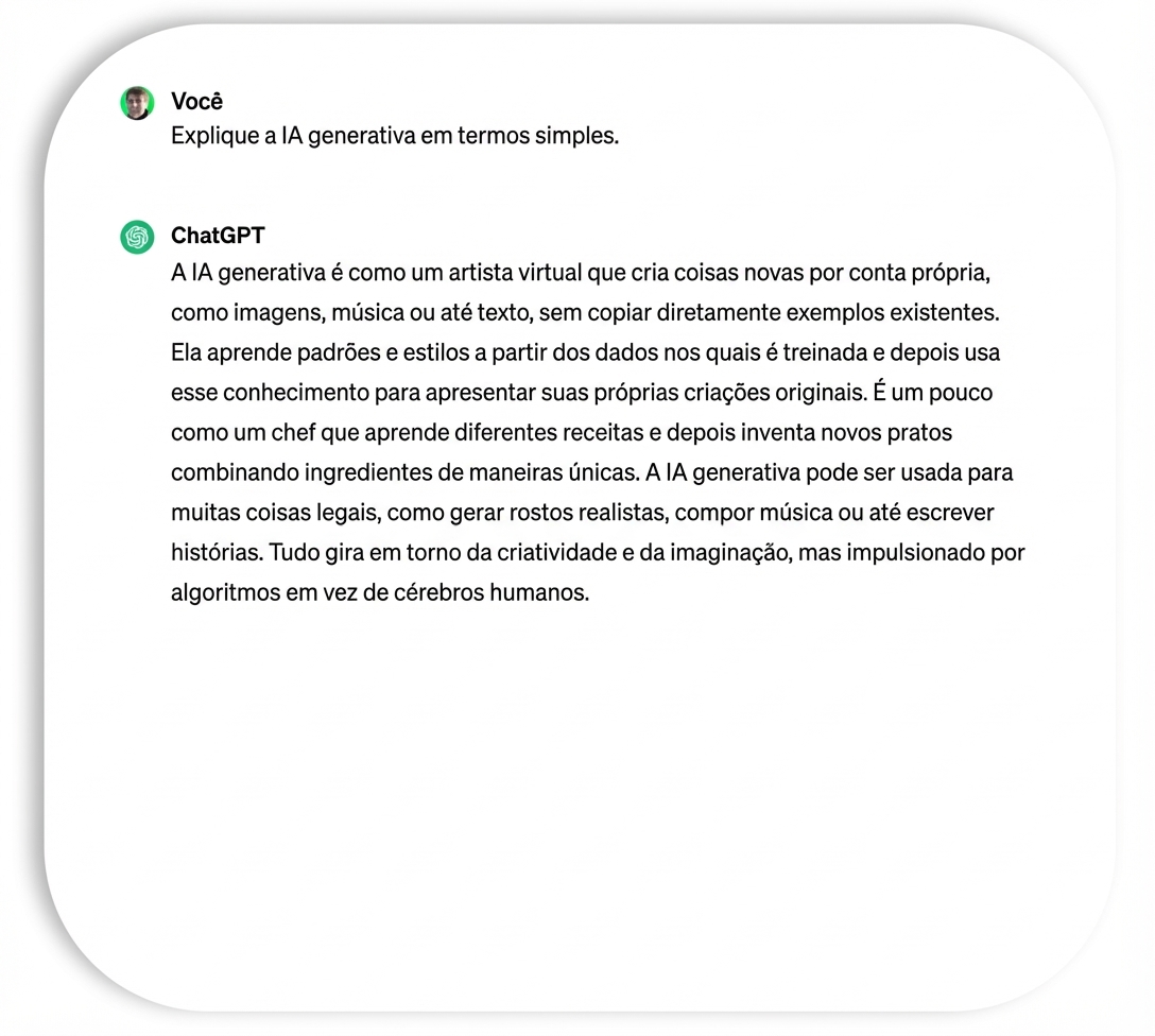 A resposta do ChatGPT, que tem poucos jargões e informações técnicas.