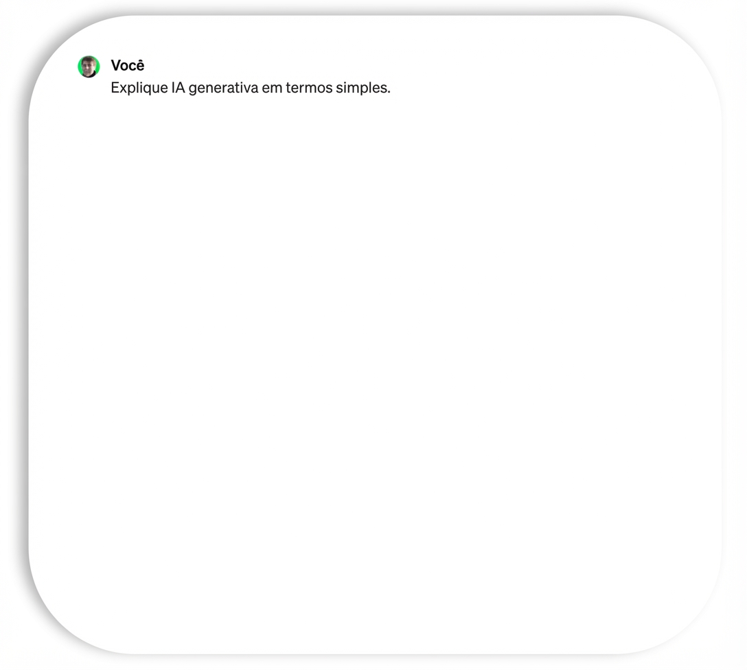 Instruindo o ChatGPT a resumir o que é IA generativa em termos simples.
