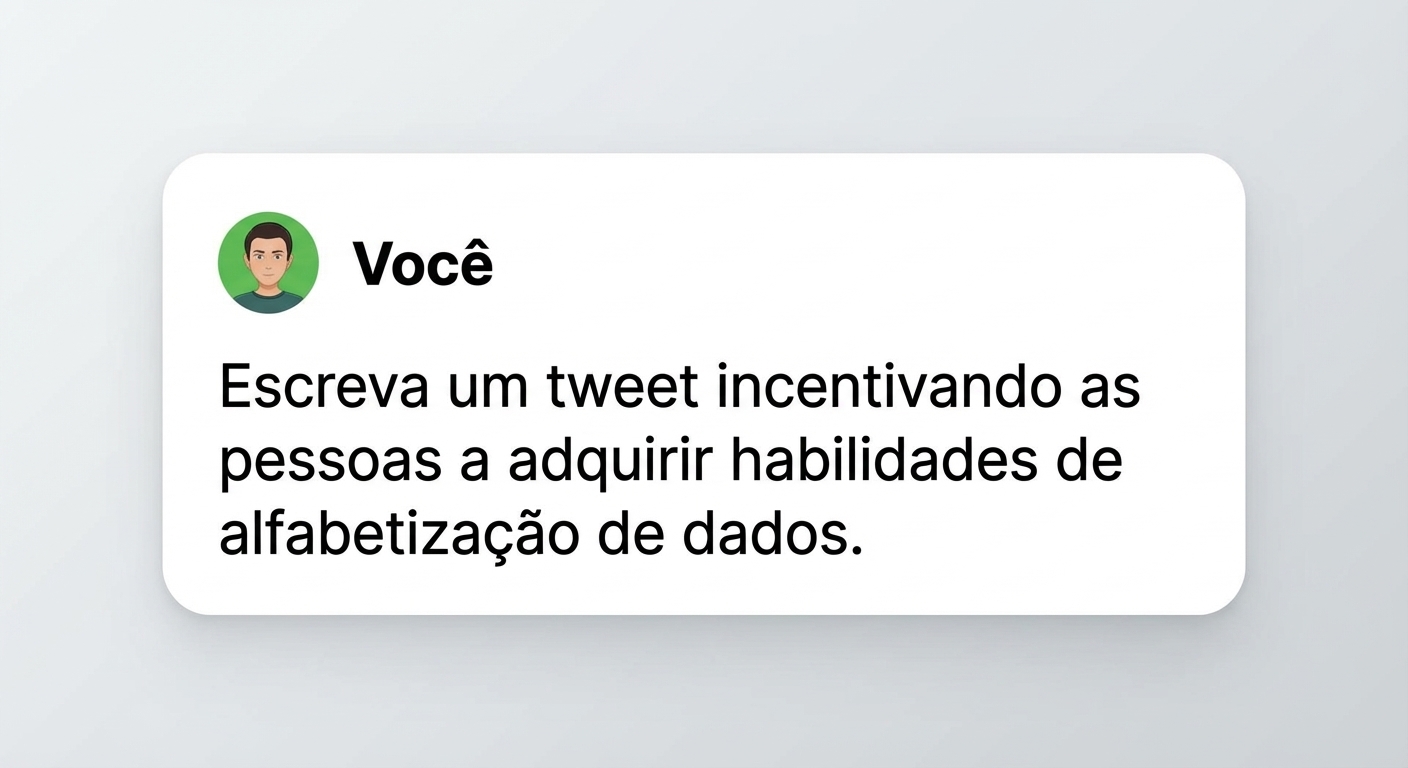 Solicitação ao ChatGPT que escreva um tweet incentivando as pessoas a aprenderem sobre dados.