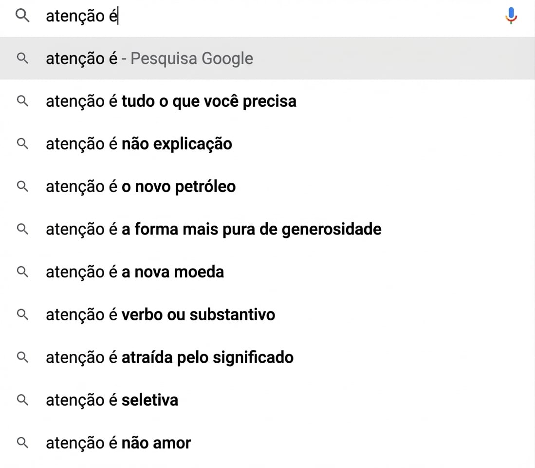 Sugestão automática de um mecanismo de pesquisa
