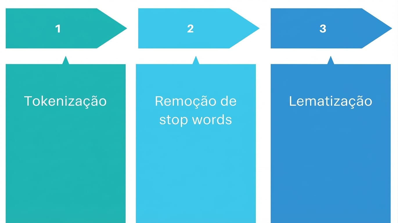 Três etapas mais comuns para o pré-processamento de textos