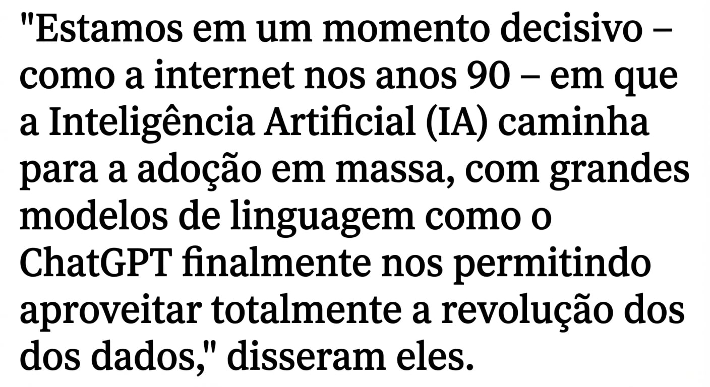 Notícia destacando os avanços em LLMs como um momento decisivo.