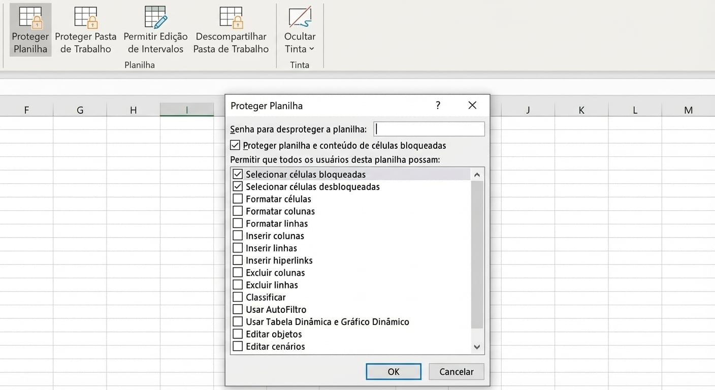 Pop-up Proteger planilha