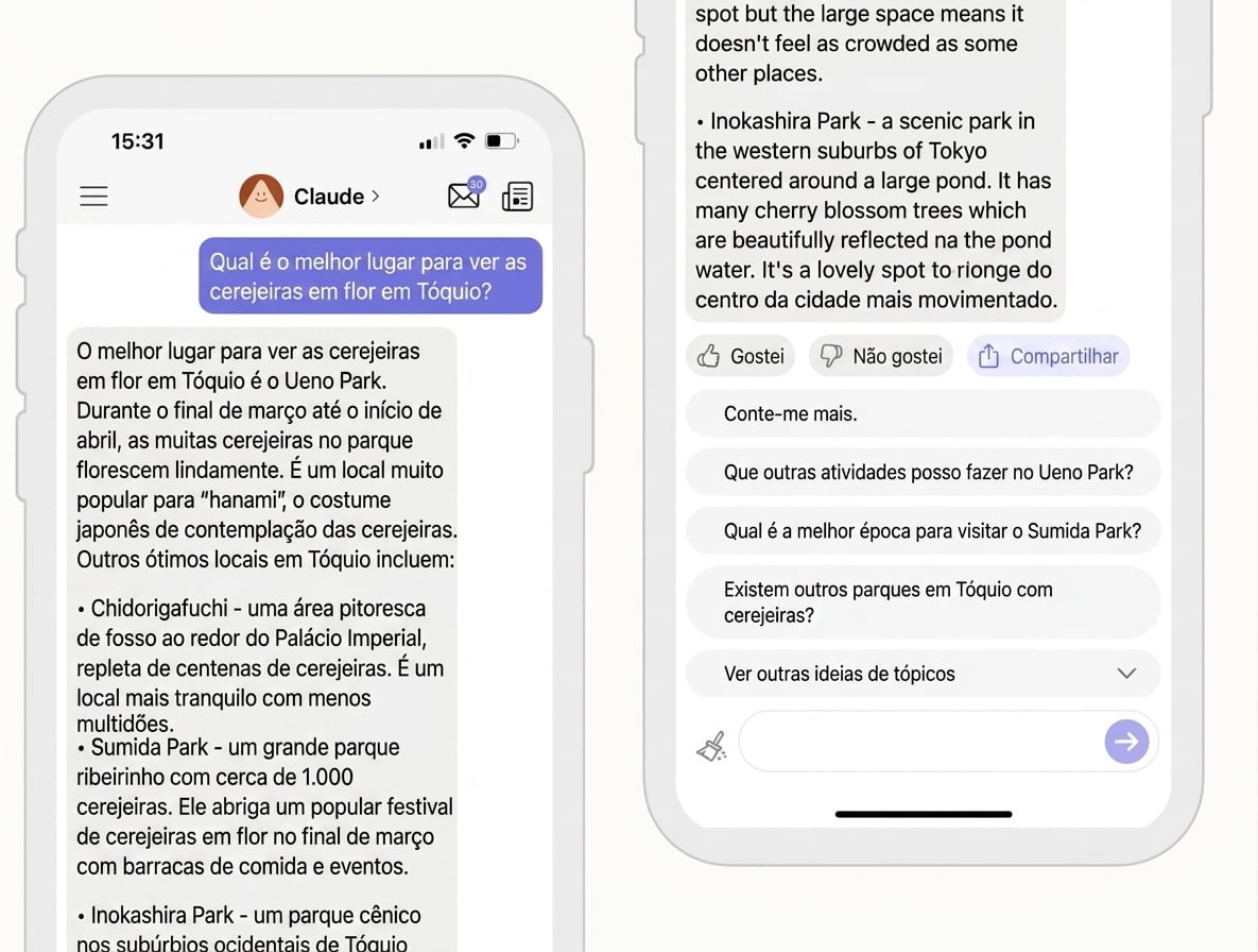 Captura de tela de uma conversa com o chatbot Claude, da Anthropic
