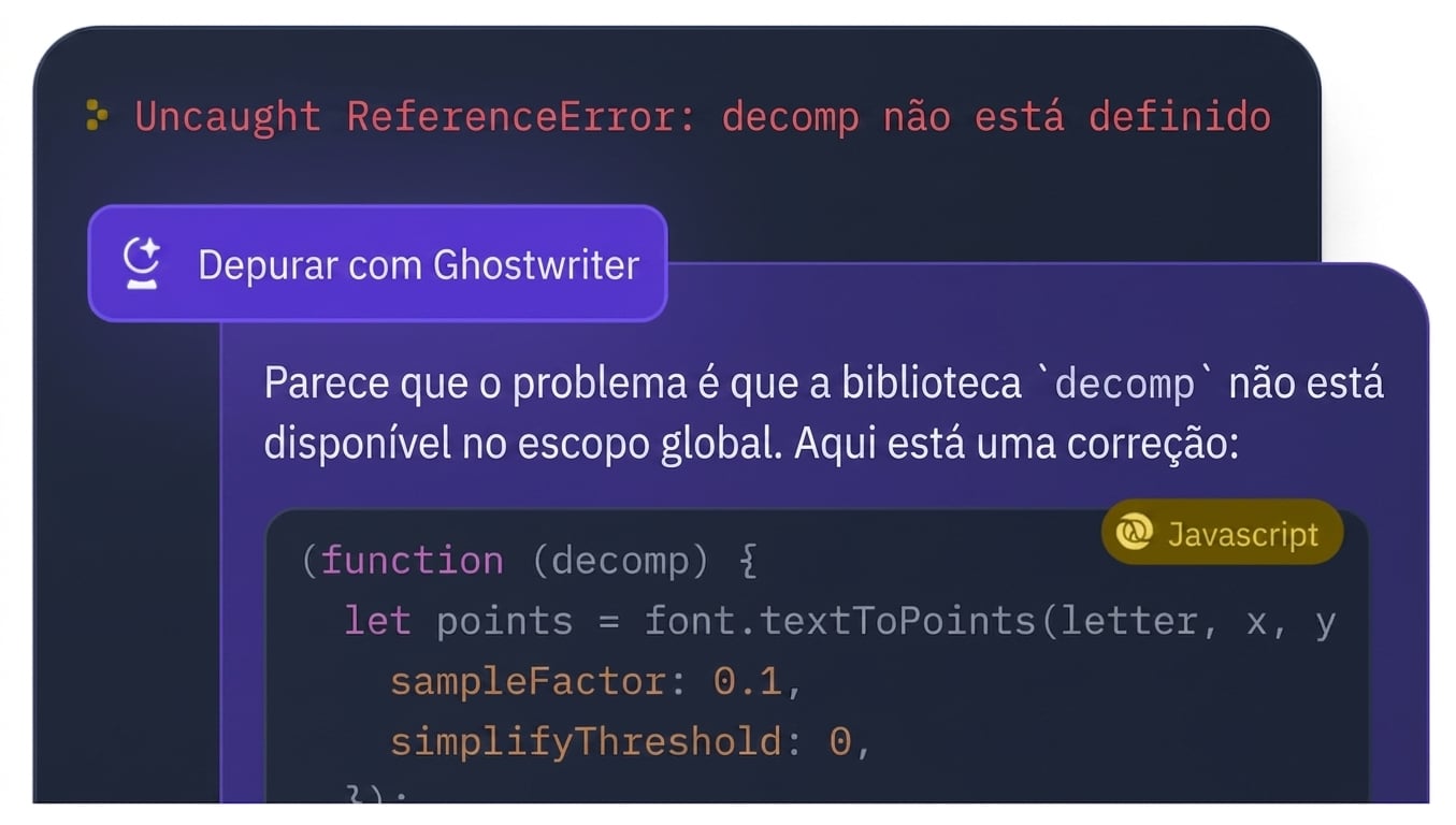 Captura de tela de uma IA que gera códigos