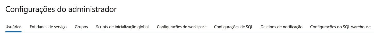 Configurações de admin do workspace