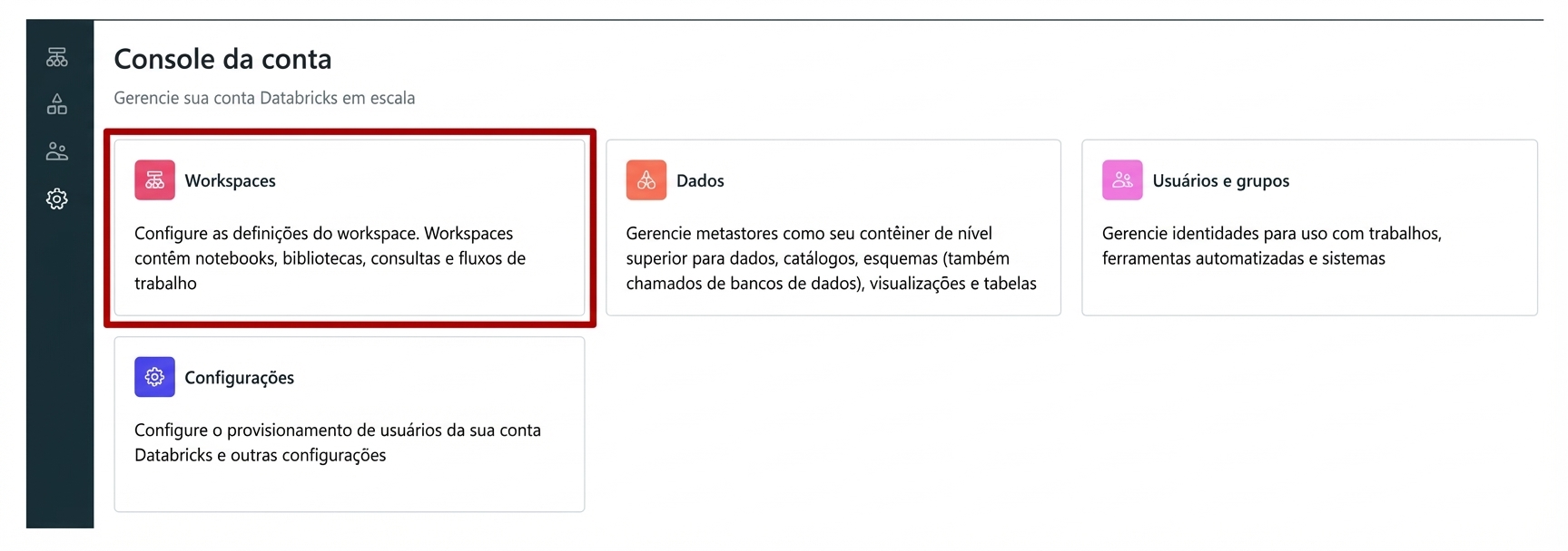 Workspaces no Account Console