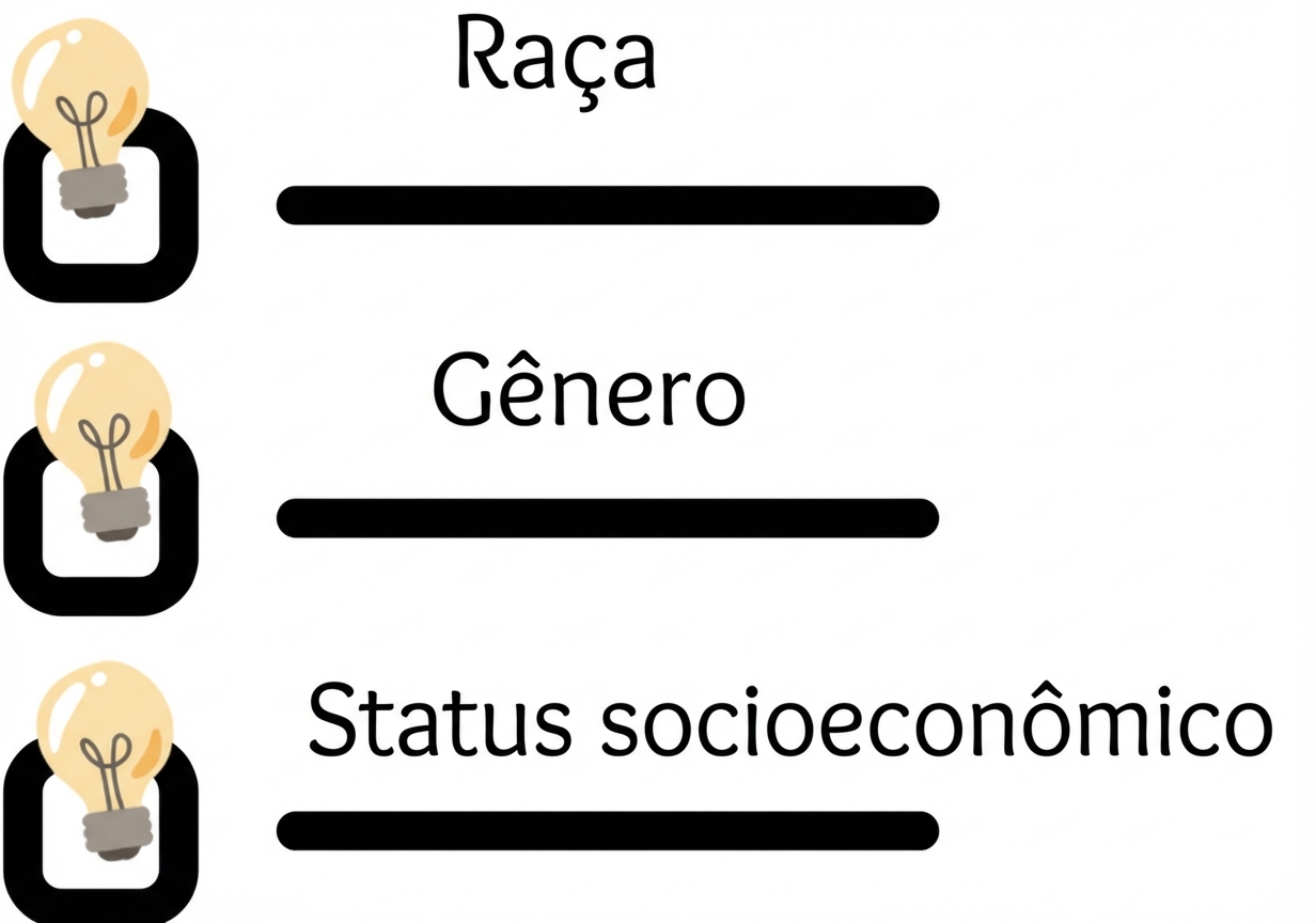 Uma lista de verificação que inclui raça, gênero e status socioeconômico.