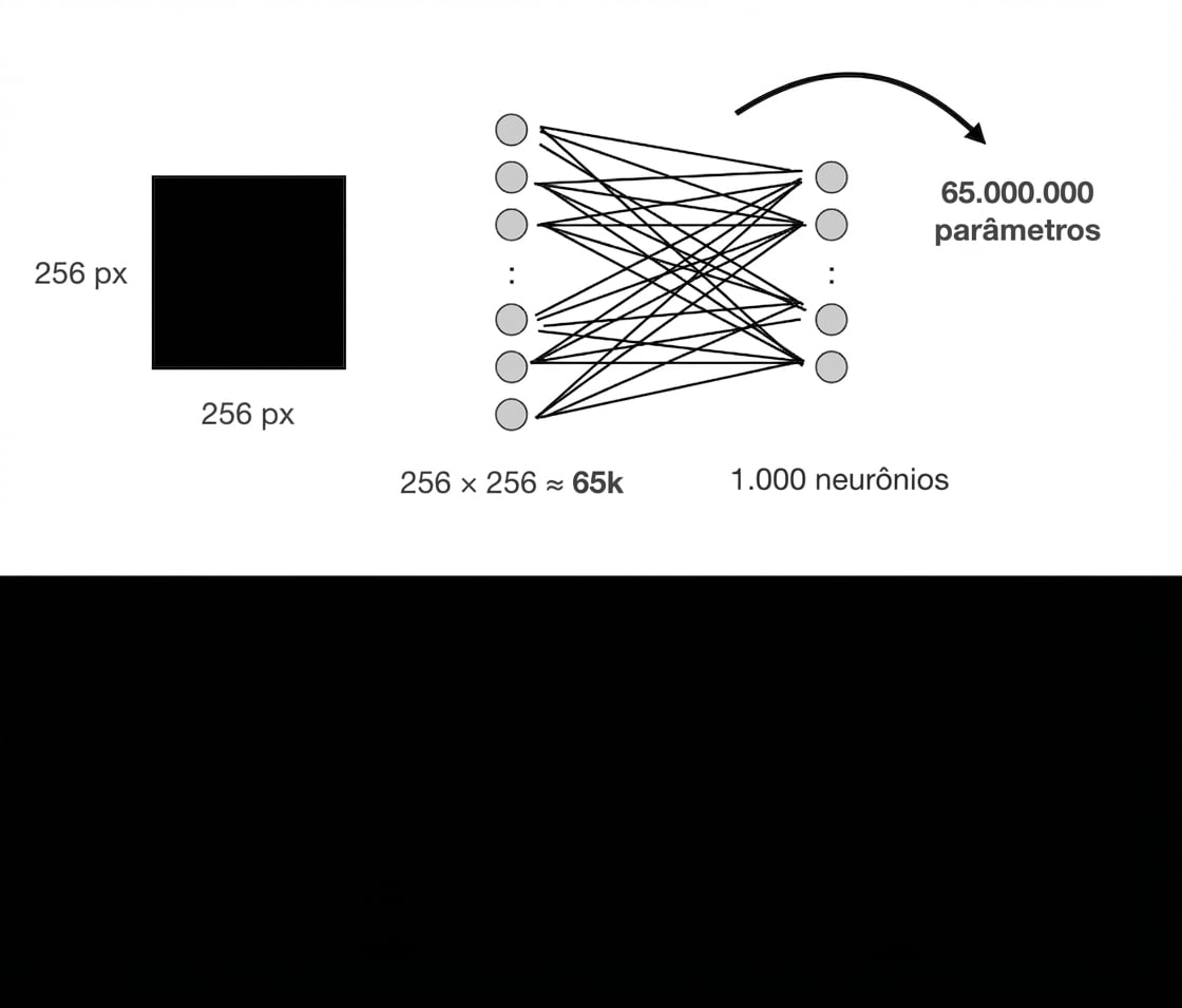 Existem 65 milhões de conexões entre a imagem e a camada.