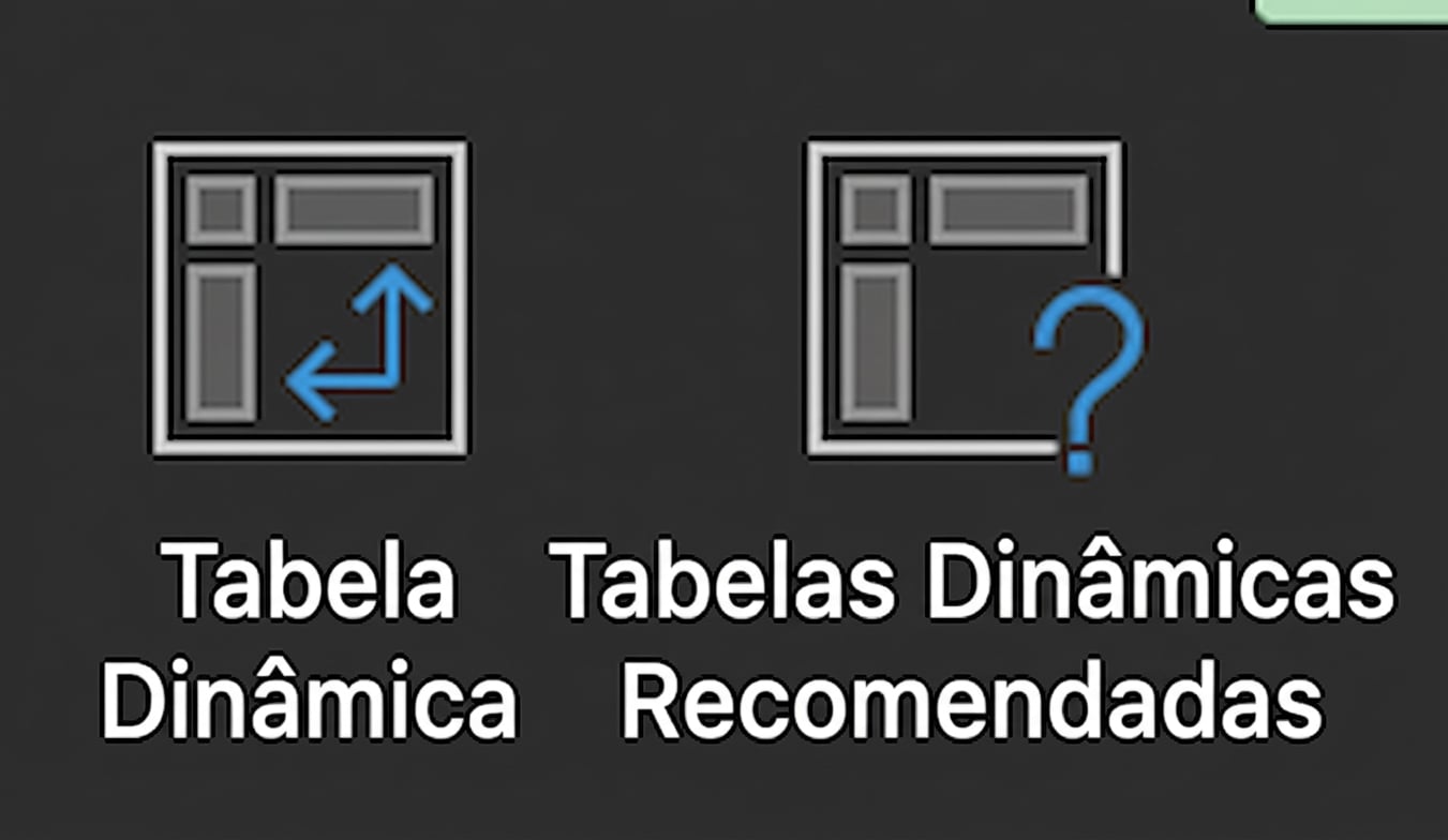 Dois botões de Tabela Dinâmica no menu Inserir do Excel