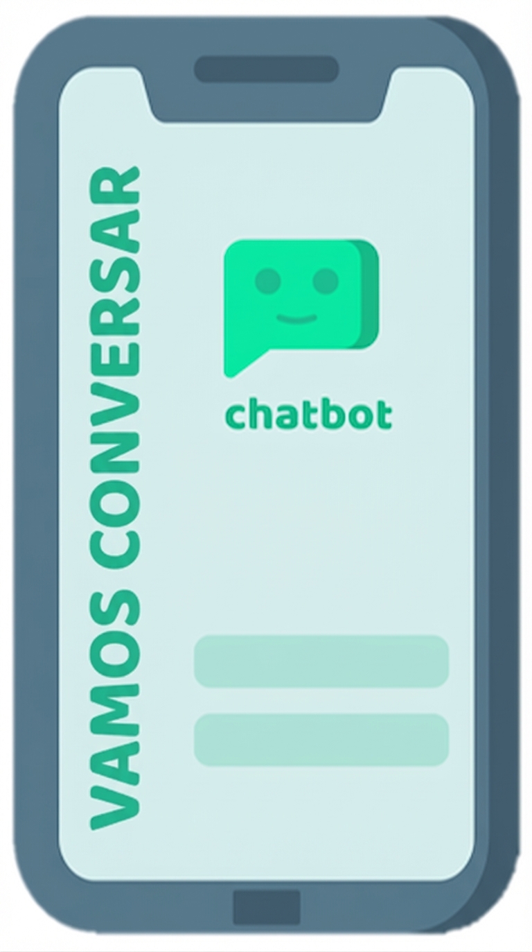 Ícone representando um chatbot em um celular.