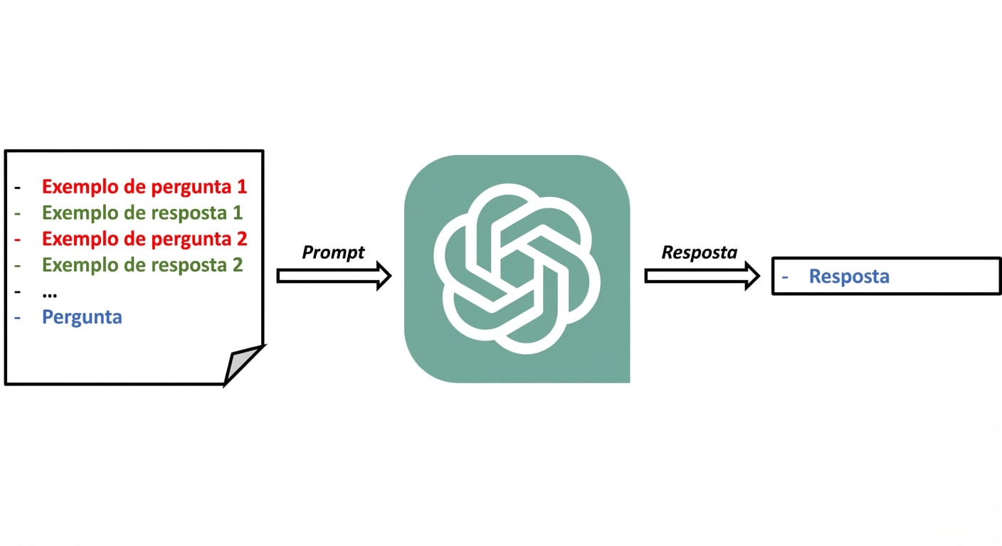 Um diagrama visual mostrando como enviamos um prompt few-shot para o LLM e recebemos uma resposta.