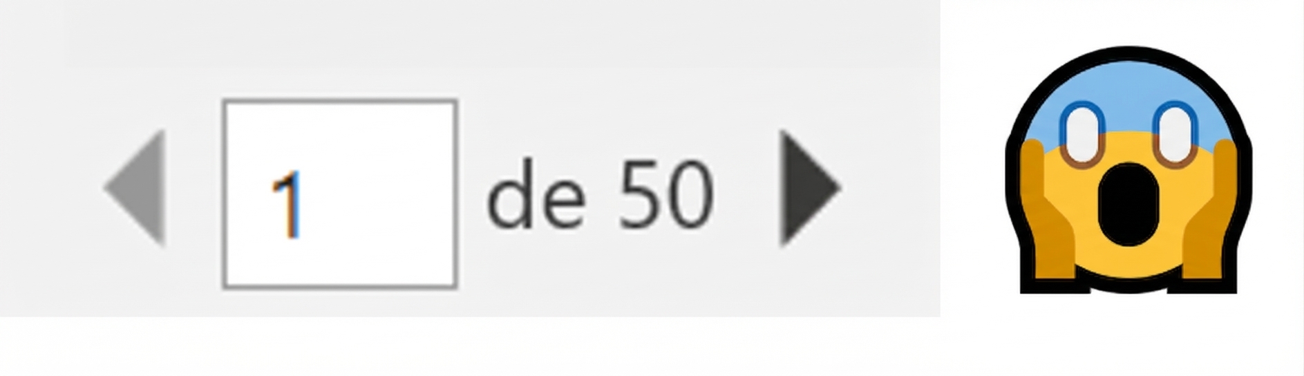 Impressão de 50 páginas e um emoticon assustado