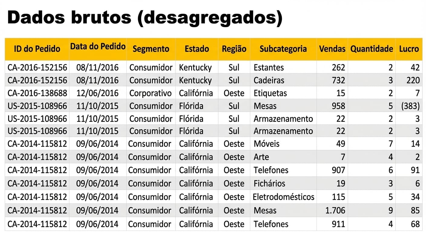 Visão geral da base desagregada