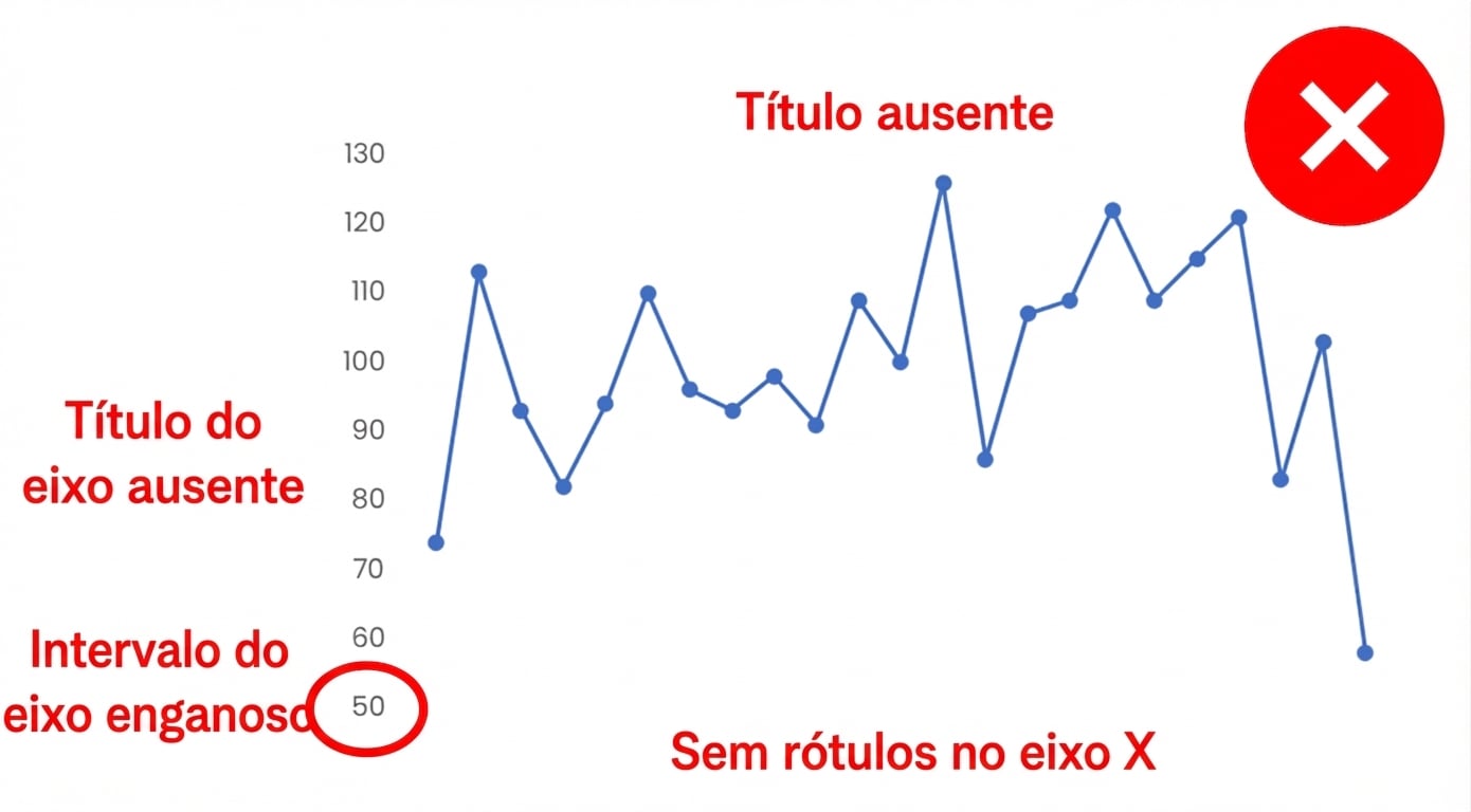 Exemplo de gráfico sem nomes de eixos, legendas, rótulos nem título claro