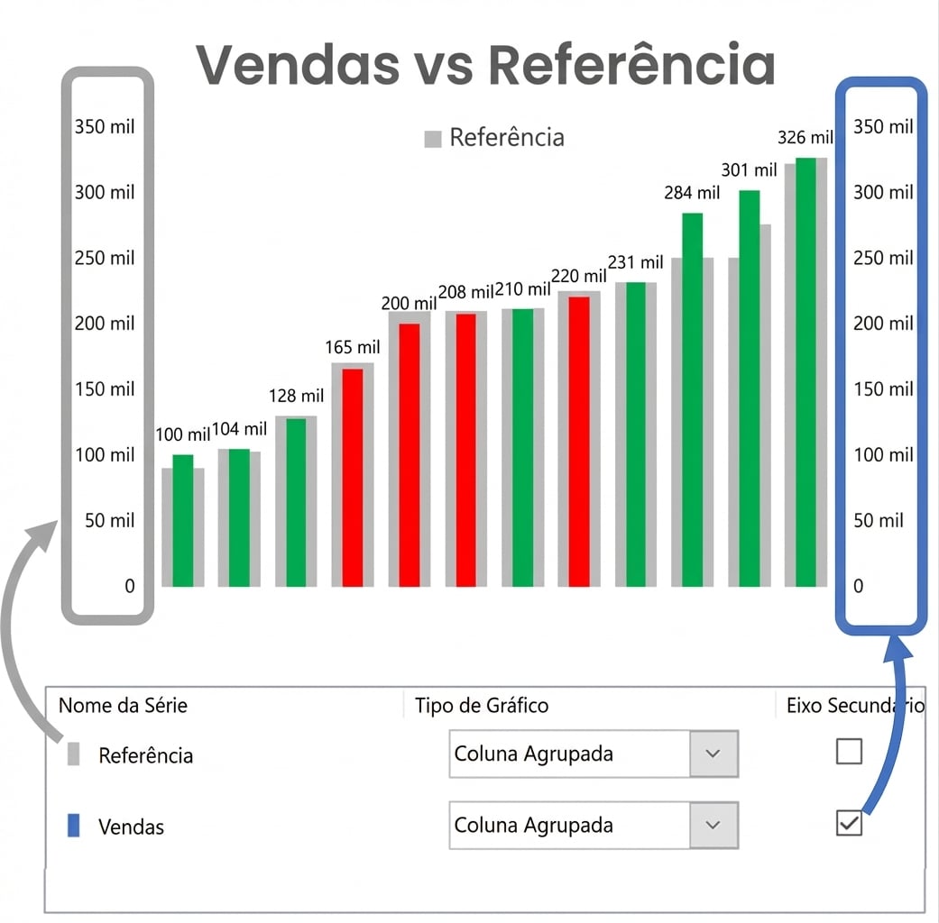 Exemplo de gráfico de bala