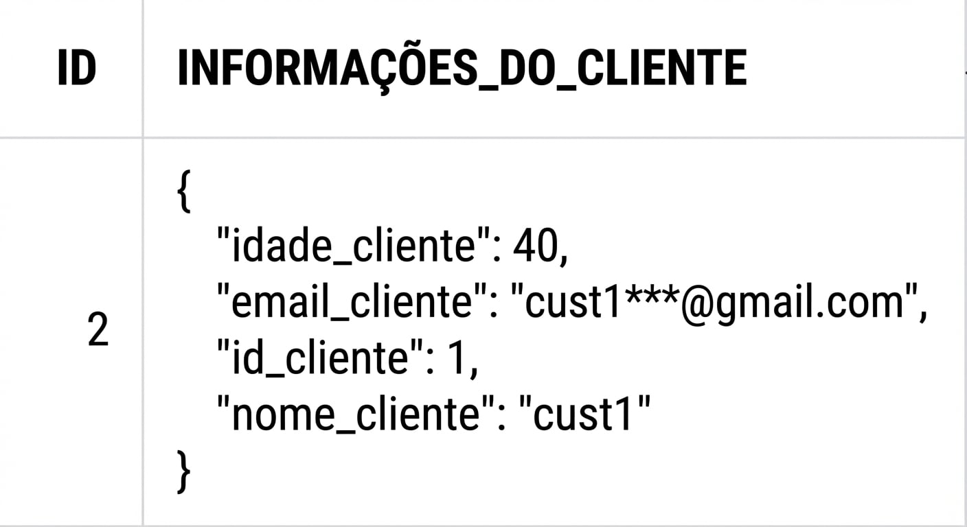 Tabela com a coluna `customer_info` com dados em formato JSON