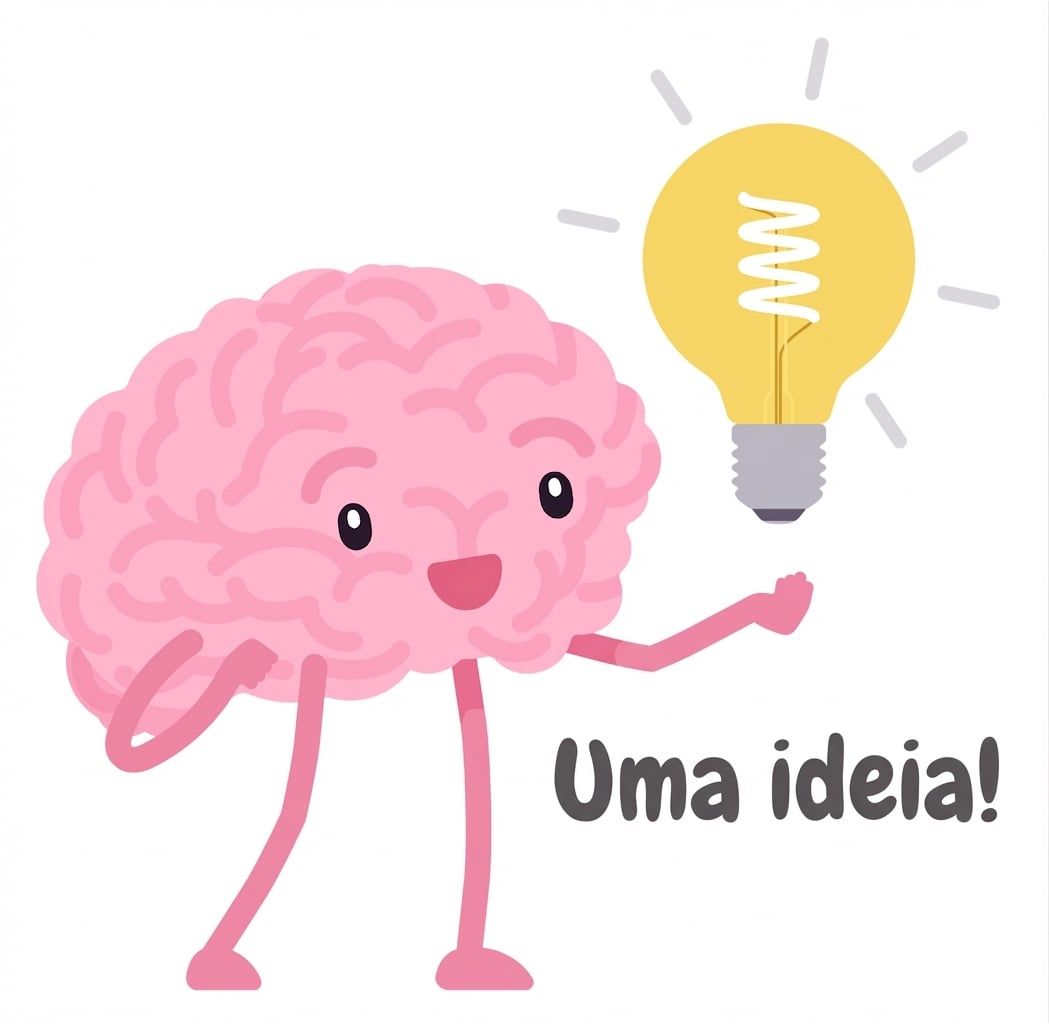 Ilustração de um cérebro com uma lâmpada para sugerir atenção, reflexão e decisão.