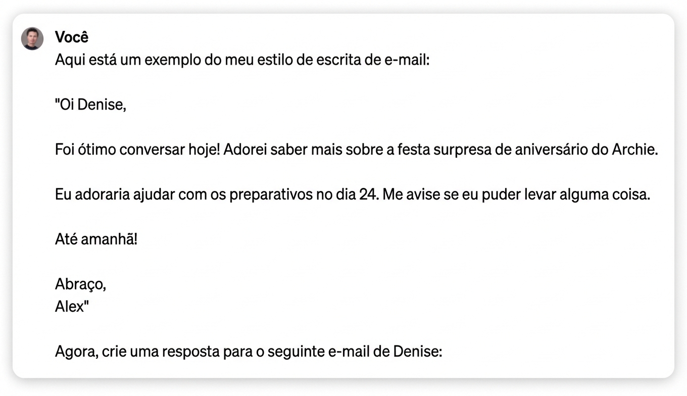 Captura de tela de uma resposta personalizada do chatGPT