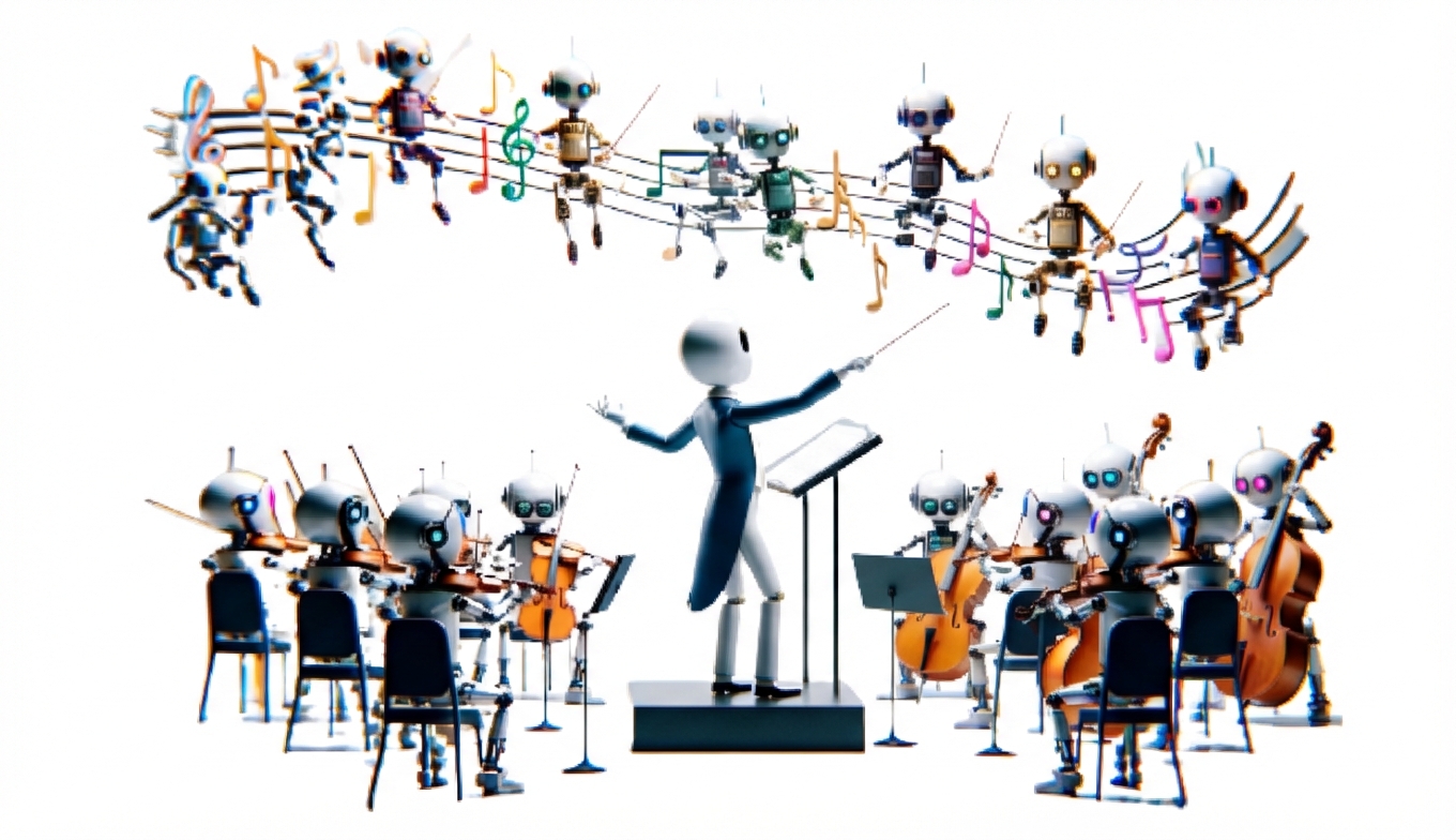 Ilustração de uma orquestra