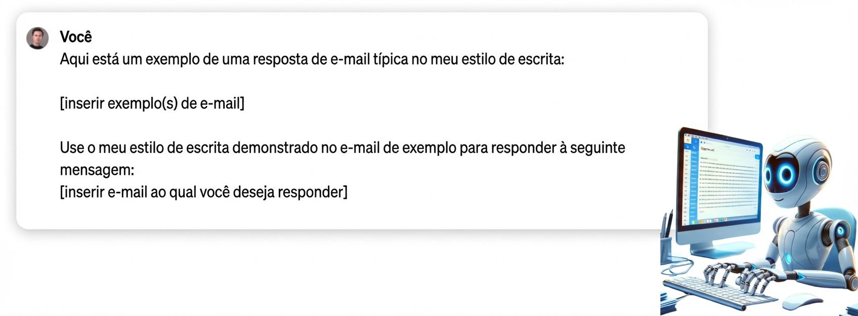 Prompt que fornece um exemplo de um e-mail