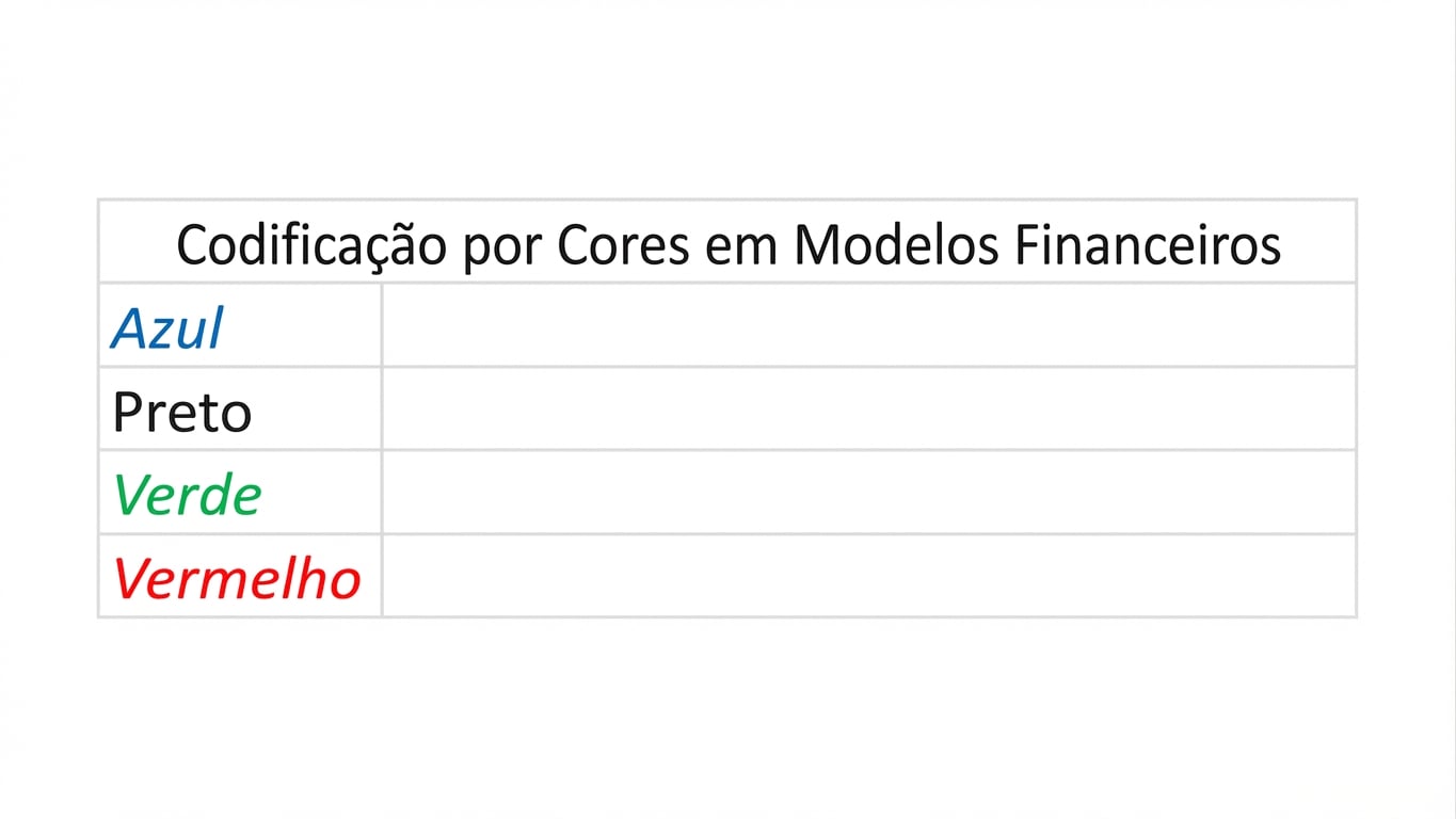 codificação por cores em modelo financeiro em branco