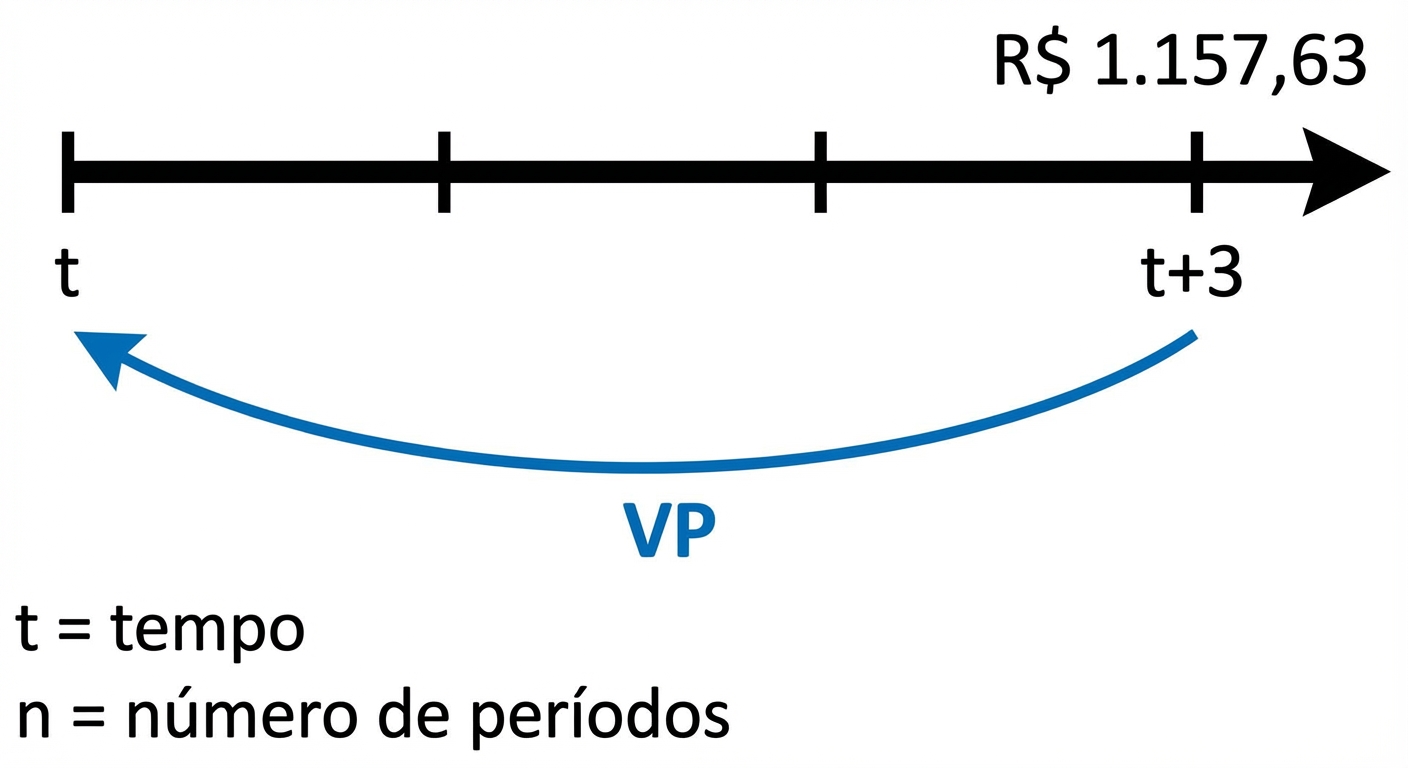 exemplo de cálculo de valor presente na linha do tempo