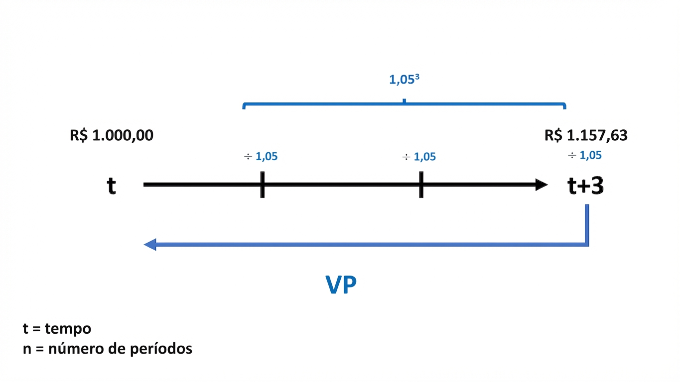 exemplo de cálculo de valor presente na linha do tempo