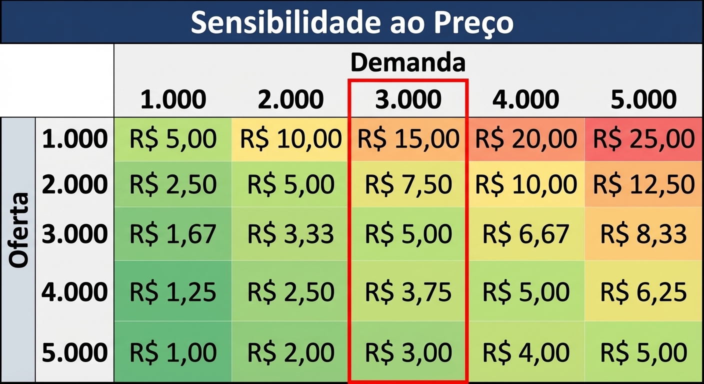 tabela de sensibilidade com uma coluna destacada