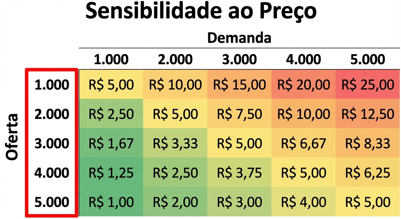 tabela de sensibilidade com valores de oferta destacados