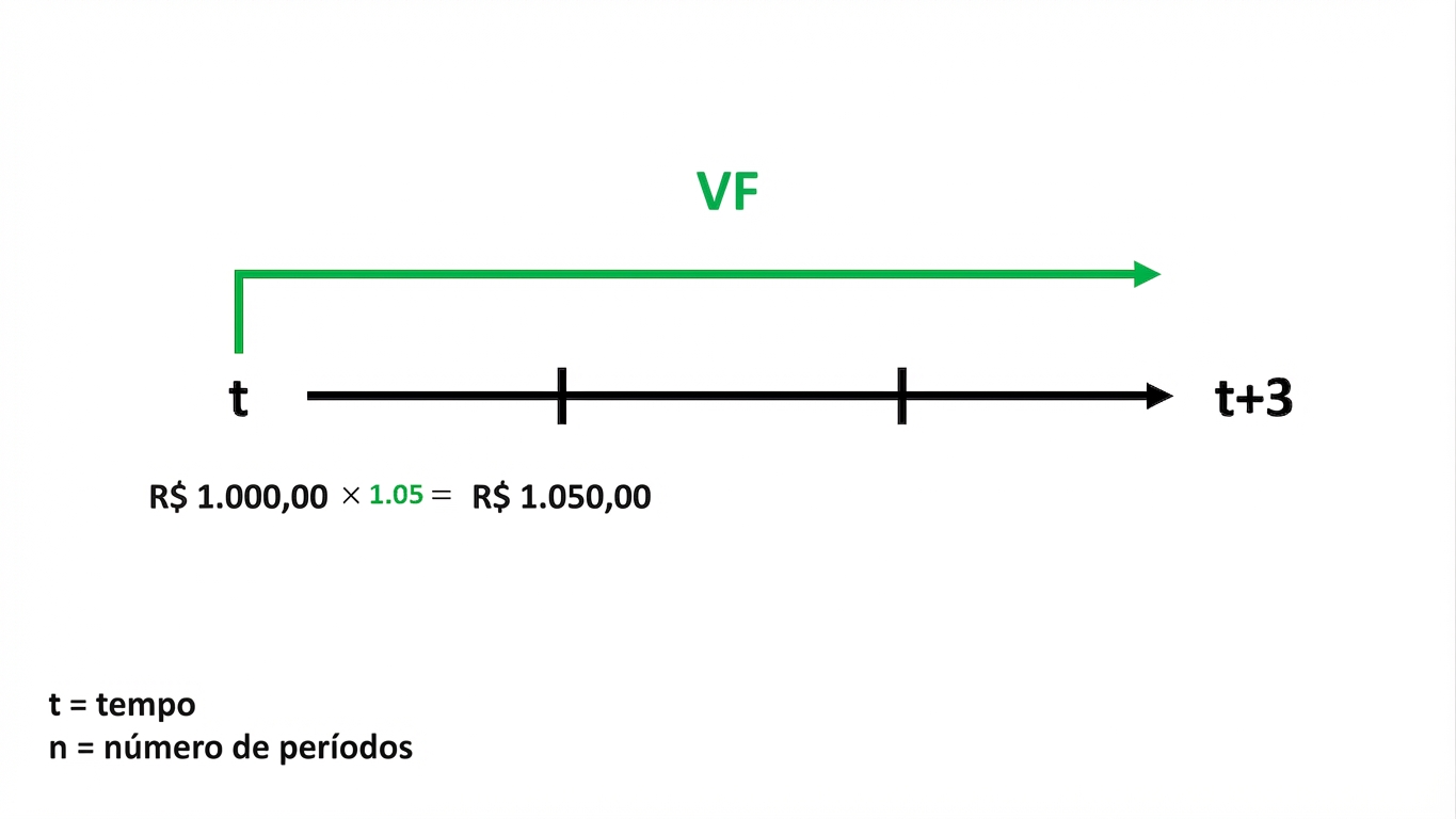 exemplo de cálculo de valor futuro na linha do tempo