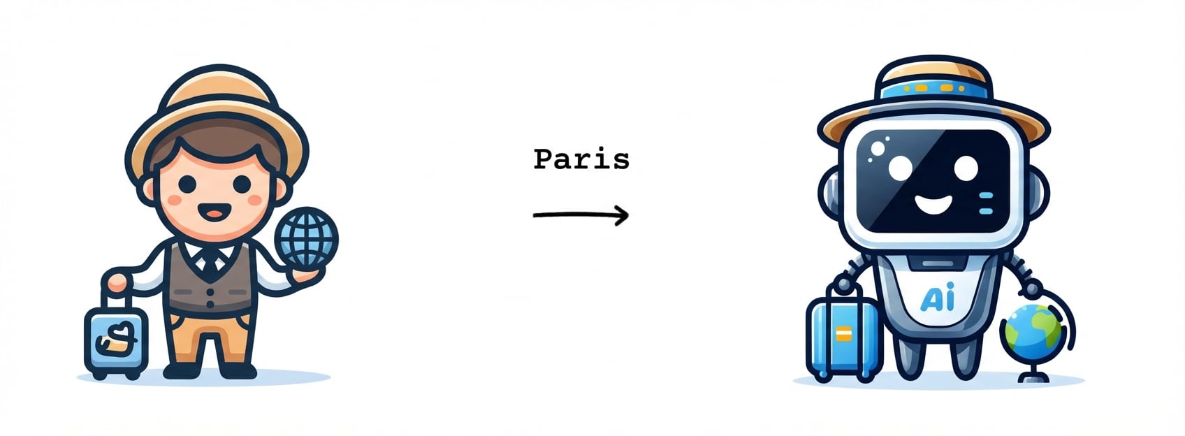 Alguém perguntando a um guia de viagem de IA sobre o que fazer em Paris.