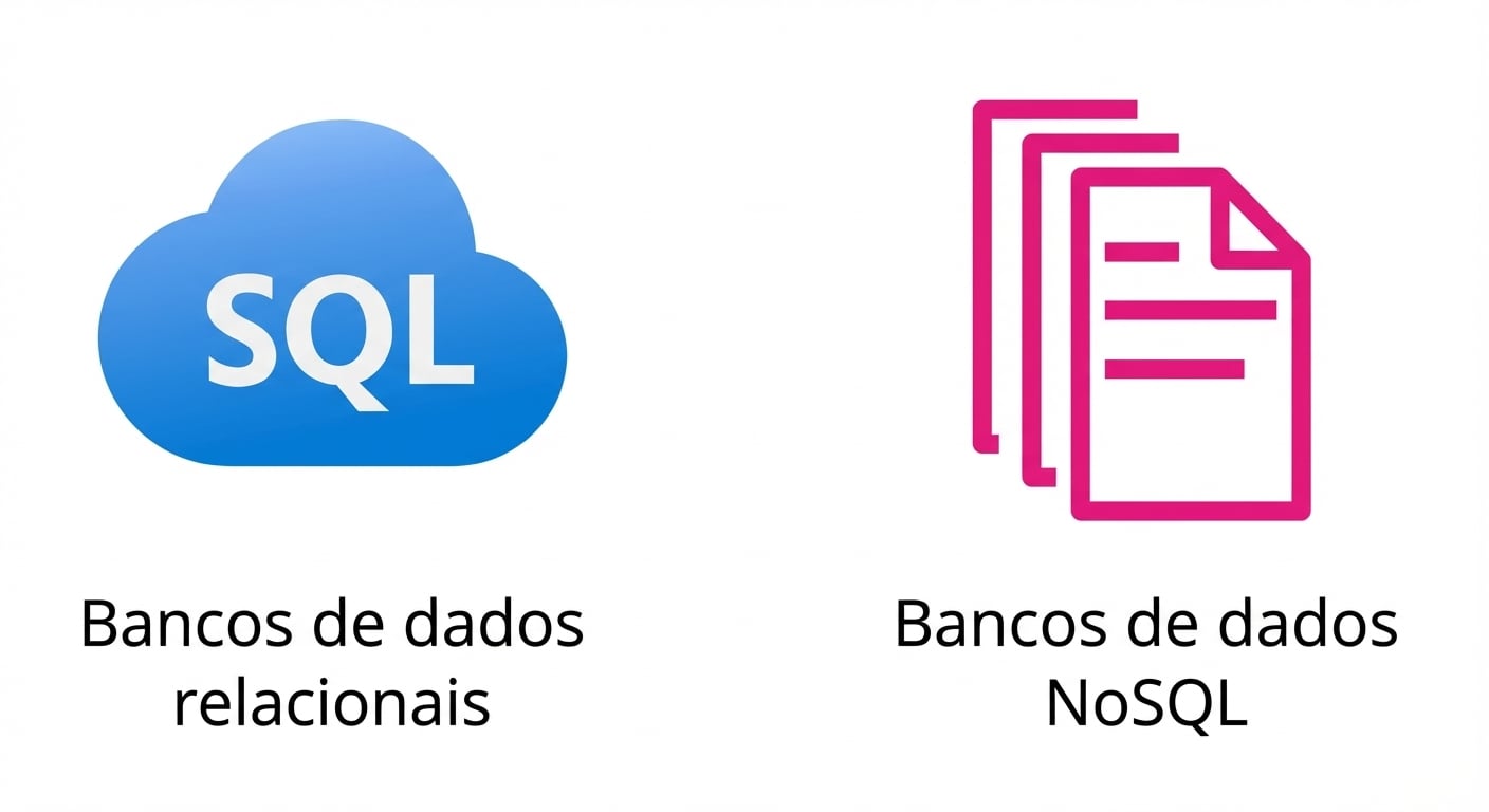 Dois ícones mostrando bancos relacionais e NoSQL.