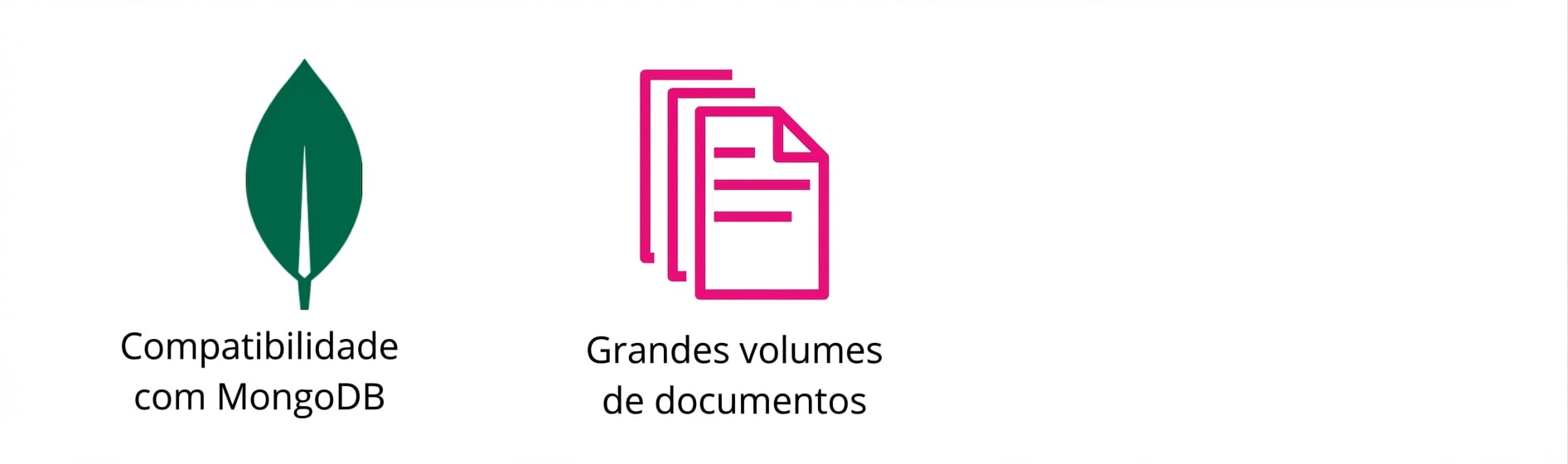Ícones mostrando MongoDB e cargas pesadas de documentos.