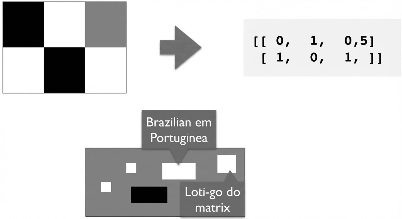 retângulo 2 por 3 de pixels com diferentes tons de branco/preto/cinza