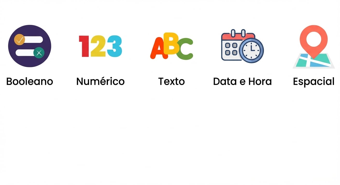 Imagens de tipos de dados mostrando só o texto Boolean
