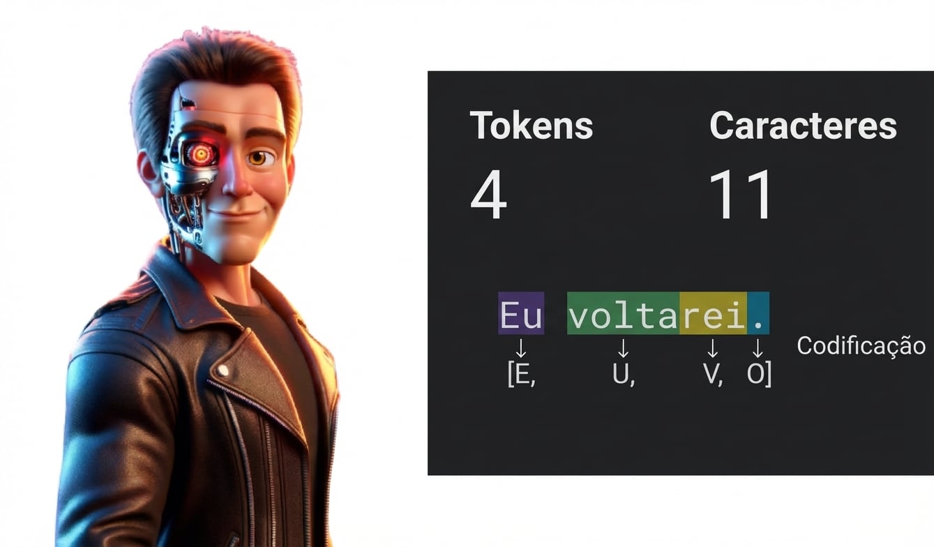 Ilustração de um homem com semelhança ao personagem do filme Exterminador do Futuro