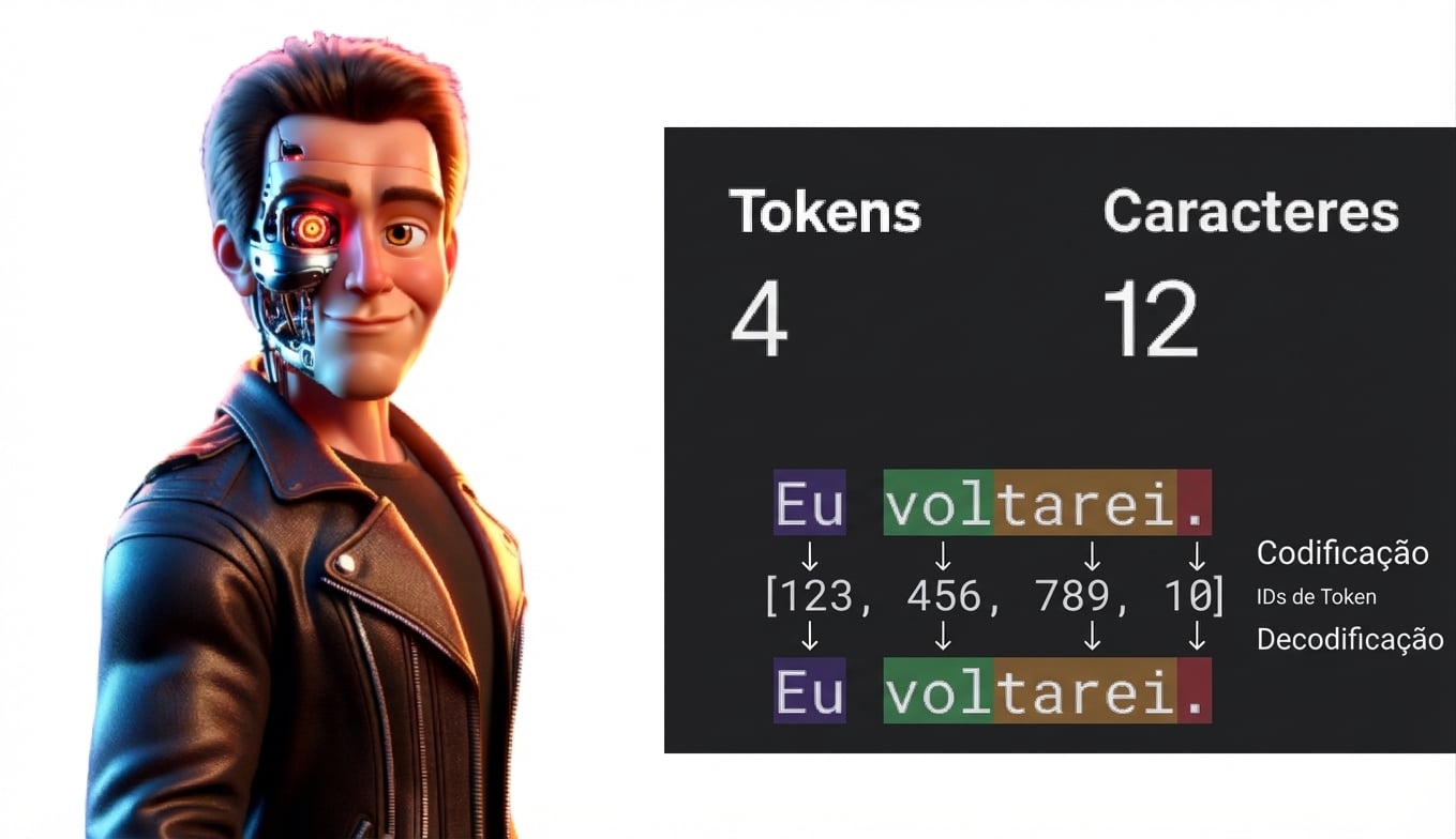 Ilustração de um homem com semelhança ao personagem do filme Exterminador do Futuro