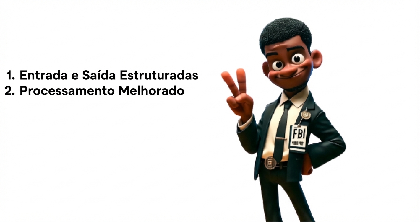 A imagem mostra um agente do FBI em desenho animado levantando dois dedos