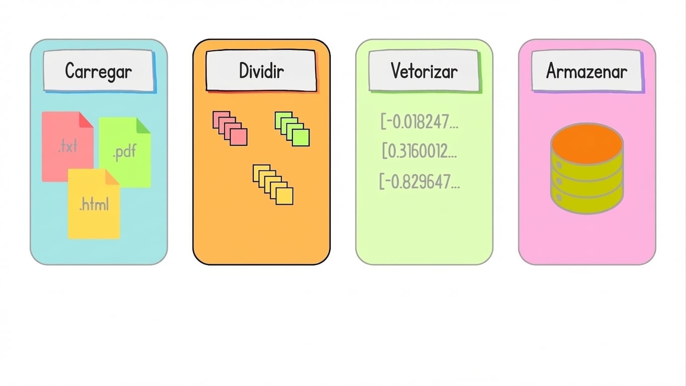 A etapa de divisão está destacada no fluxo de desenvolvimento RAG.